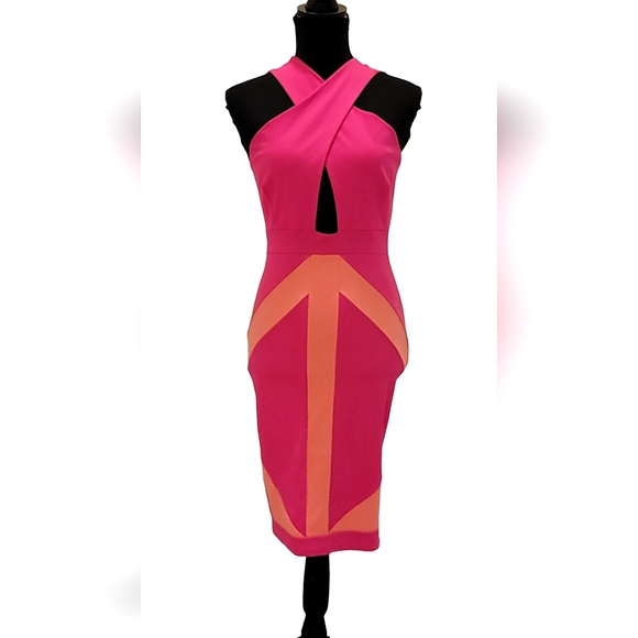 Karlie Kriss Kross Peek A Boo Two-Toned Colorblock Midi Bodycon Dress - Picture 9 of 9